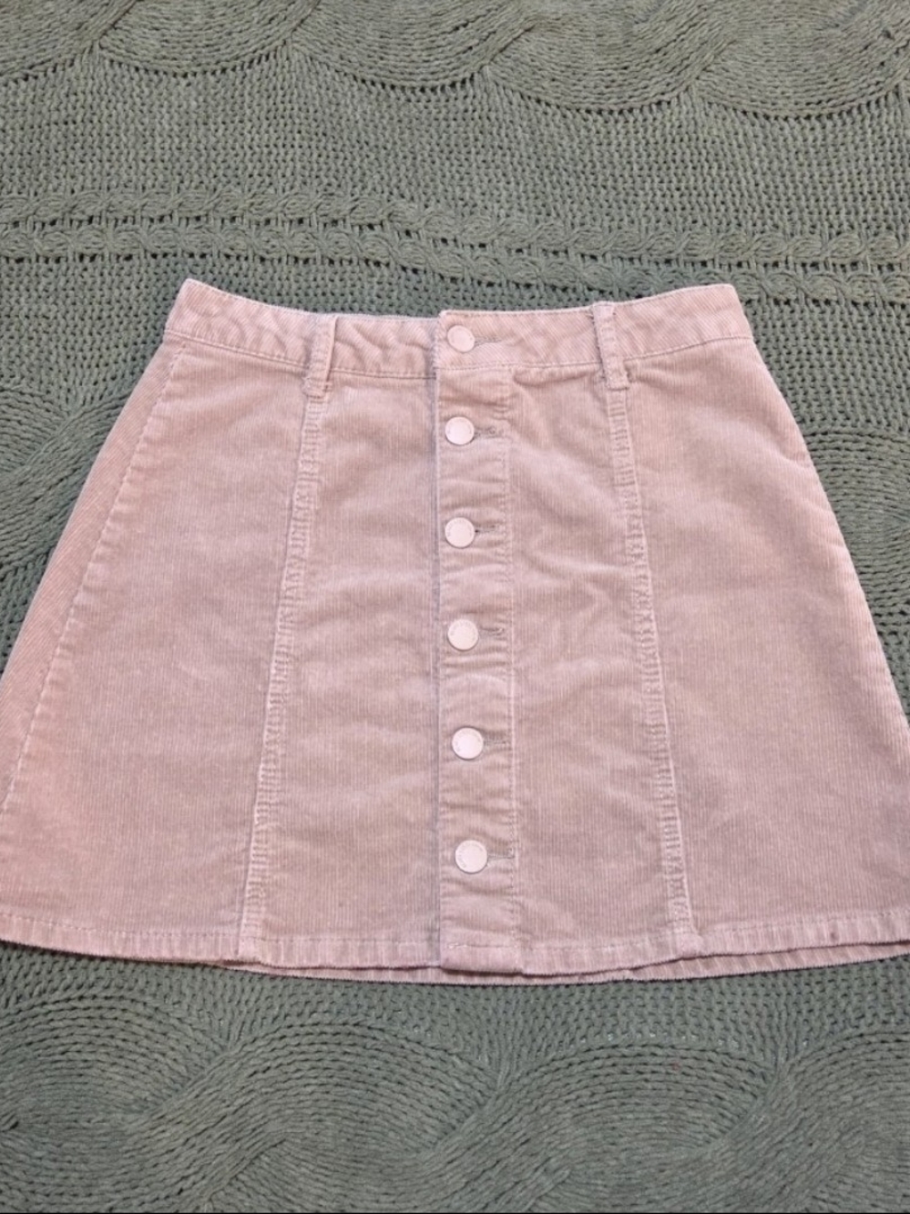 Black Label Mini Skirt Corduroy Button Up High Waisted Tan